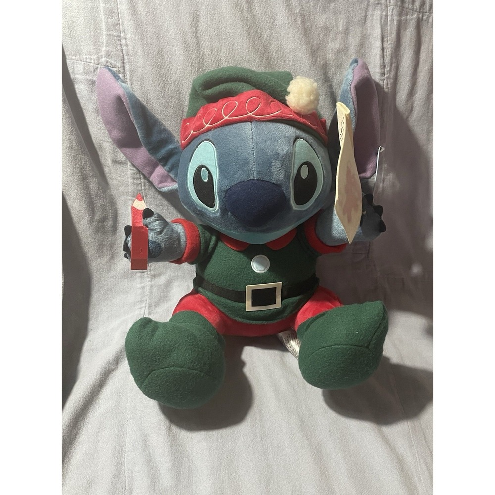 NEW 2024 Walt Disney Parks Christmas Elf Stitch Holiday‎ Stitch Plush Toy 14"